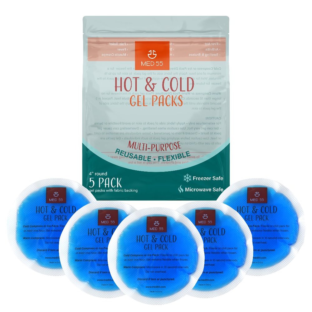 Hot & Cold Gel Ice Packs Round Ice Packs for Injuries Reusable (5 PK)